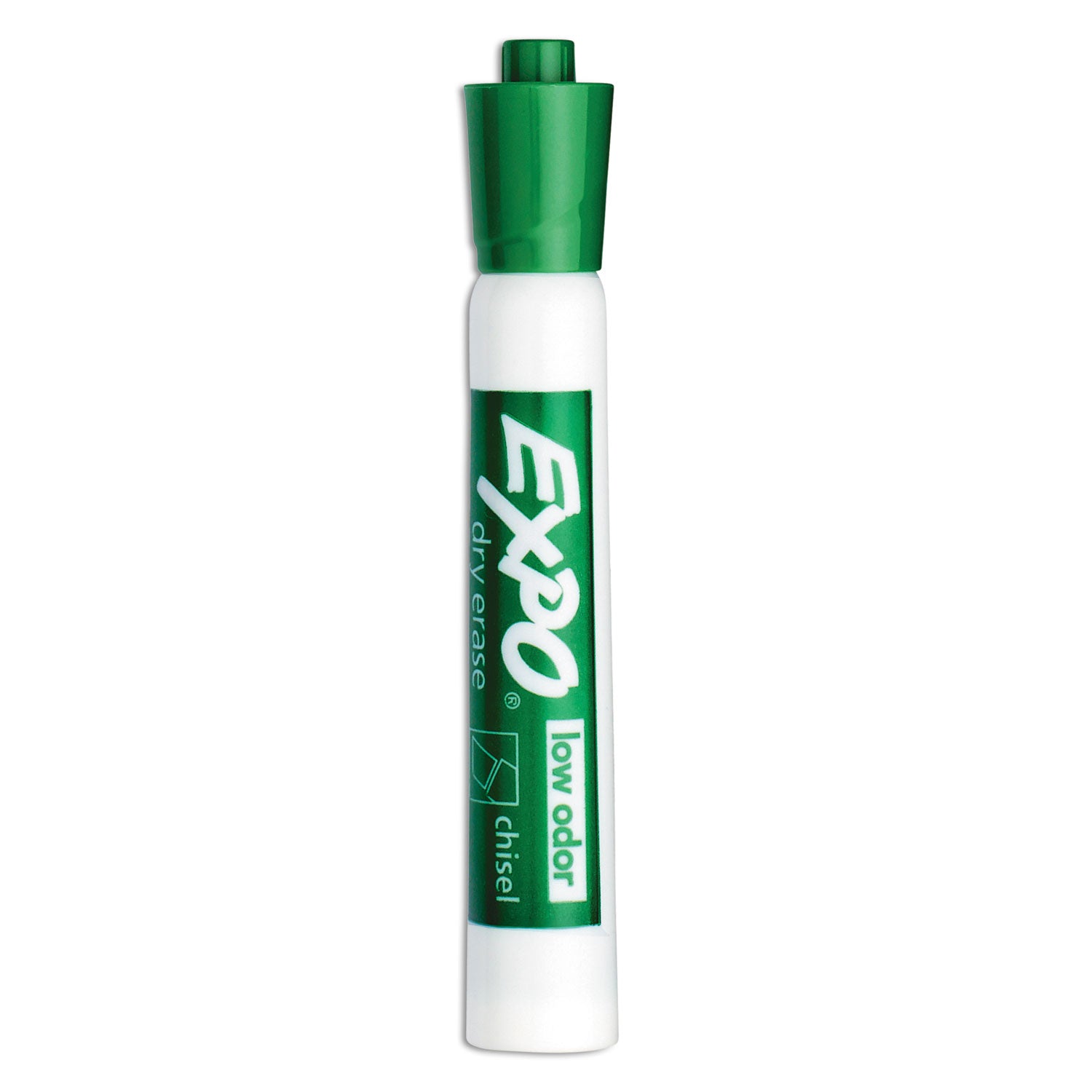 Low-Odor Dry-Erase Marker, Broad Chisel Tip, Green, Dozen - 