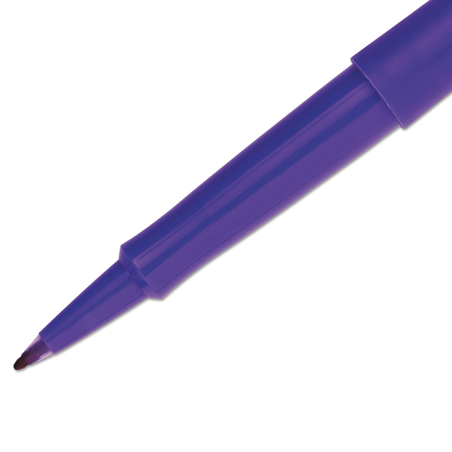 Point Guard Flair Felt Tip Porous Point Pen, Stick, Medium 0.7 mm, Purple Ink, Purple Barrel, Dozen - 