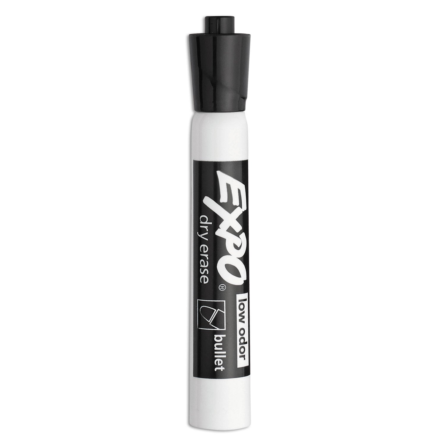 Low-Odor Dry-Erase Marker, Medium Bullet Tip, Black, Dozen - 