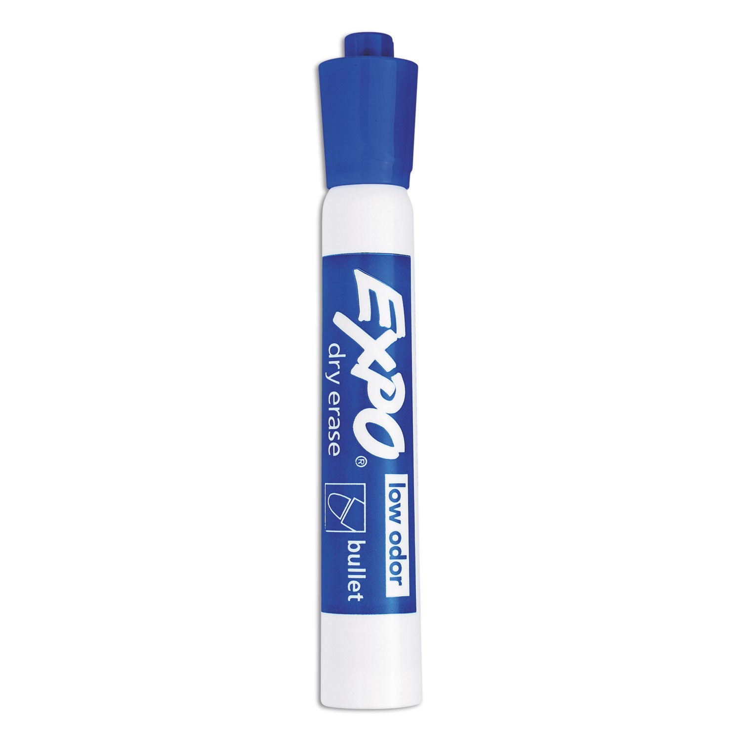 Low-Odor Dry-Erase Marker, Medium Bullet Tip, Blue, Dozen - 