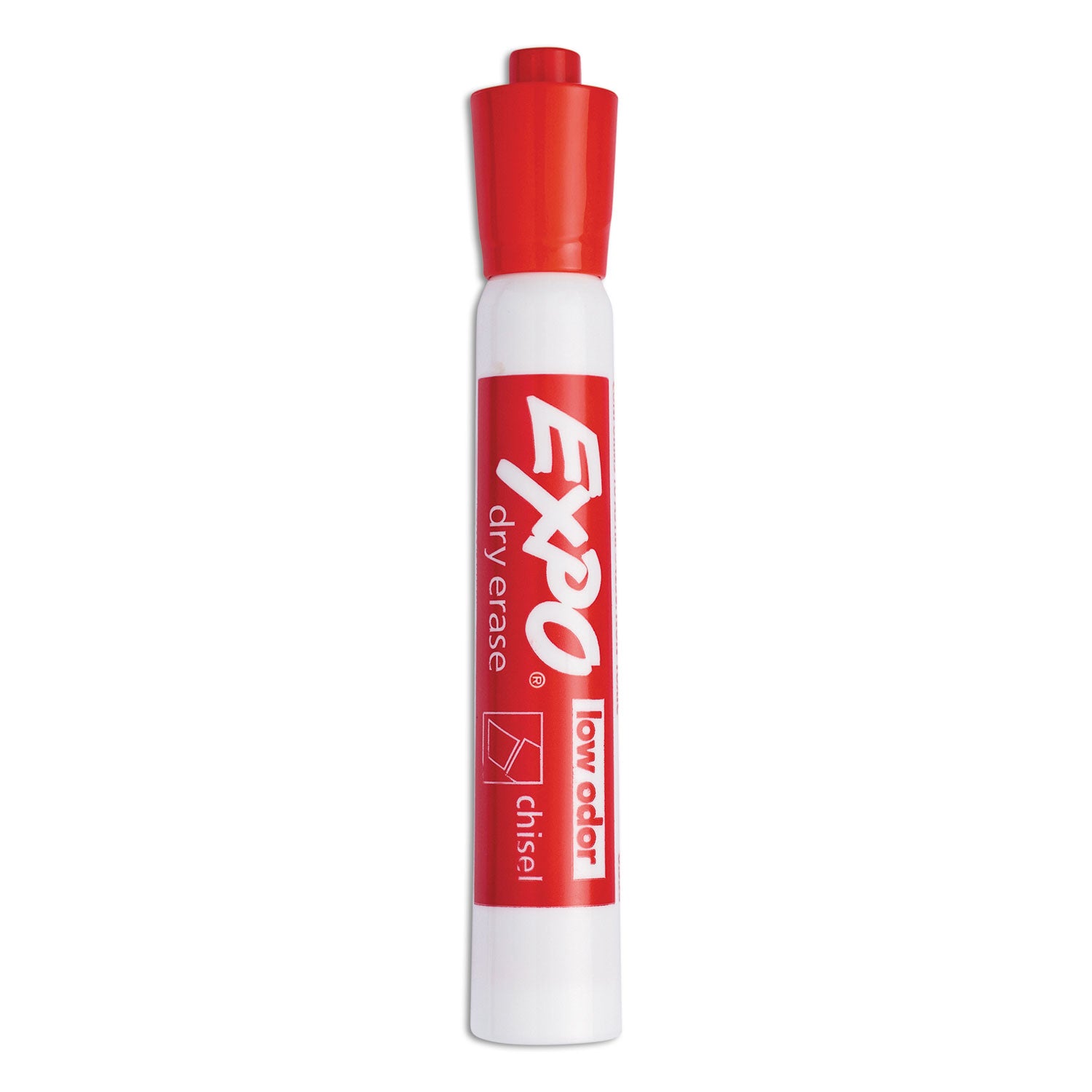 Low-Odor Dry-Erase Marker, Broad Chisel Tip, Red, Dozen - 