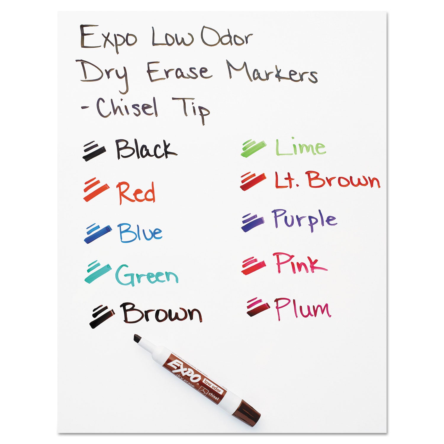 Low-Odor Dry-Erase Marker, Broad Chisel Tip, Blue, Dozen - 