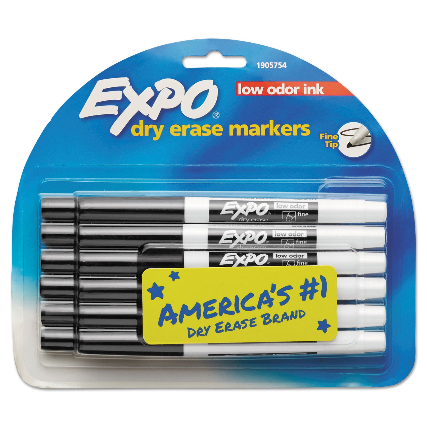 Low-Odor Dry-Erase Marker, Fine Bullet Tip, Black, Dozen - 