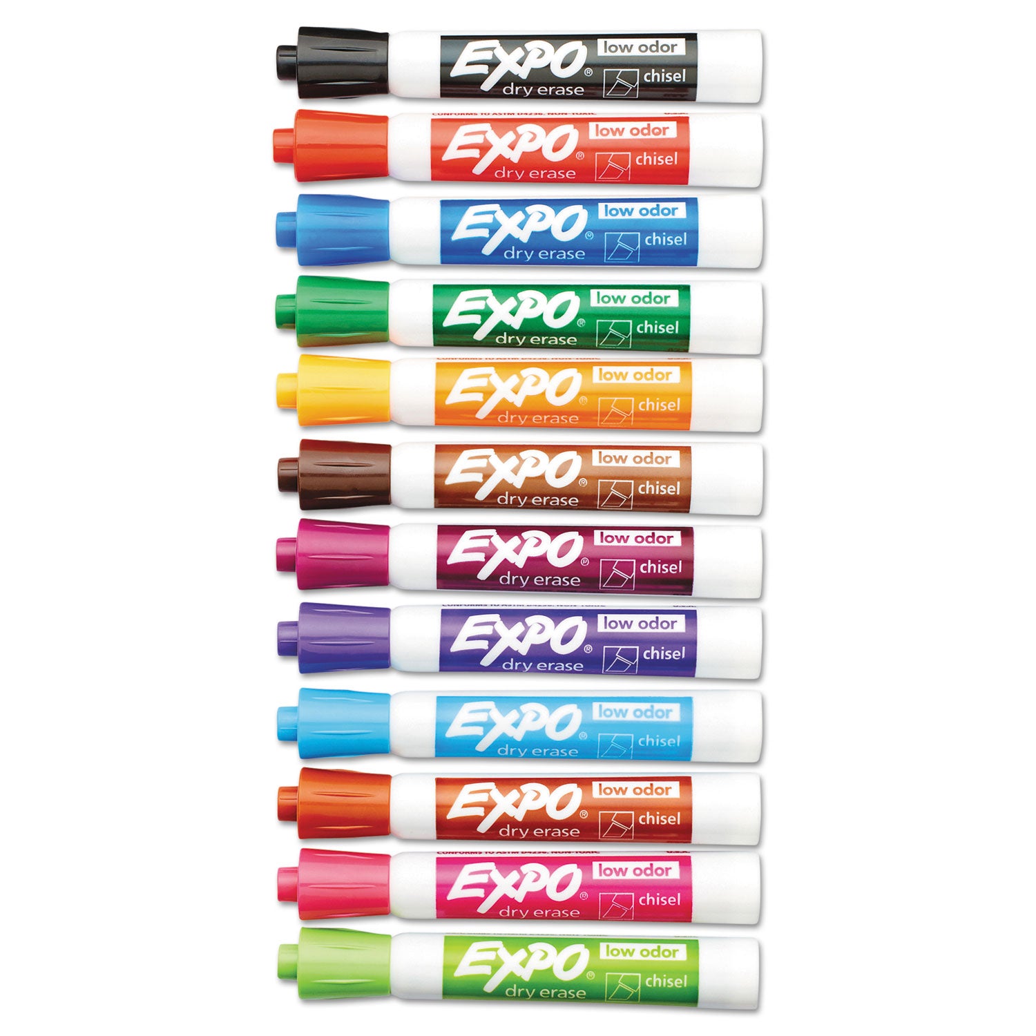 Low-Odor Dry-Erase Marker, Broad Chisel Tip, Assorted Colors, 16/Set - 