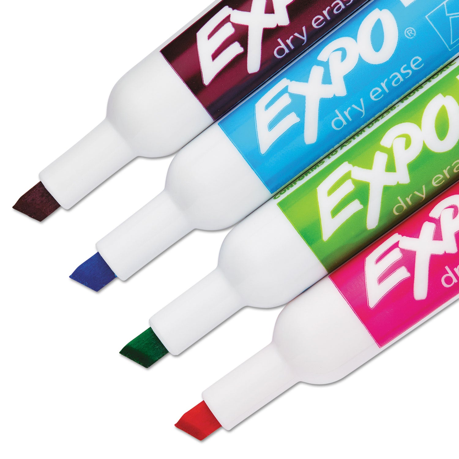 Low-Odor Dry-Erase Marker, Broad Chisel Tip, Assorted Pastel Colors, 4/Set - 