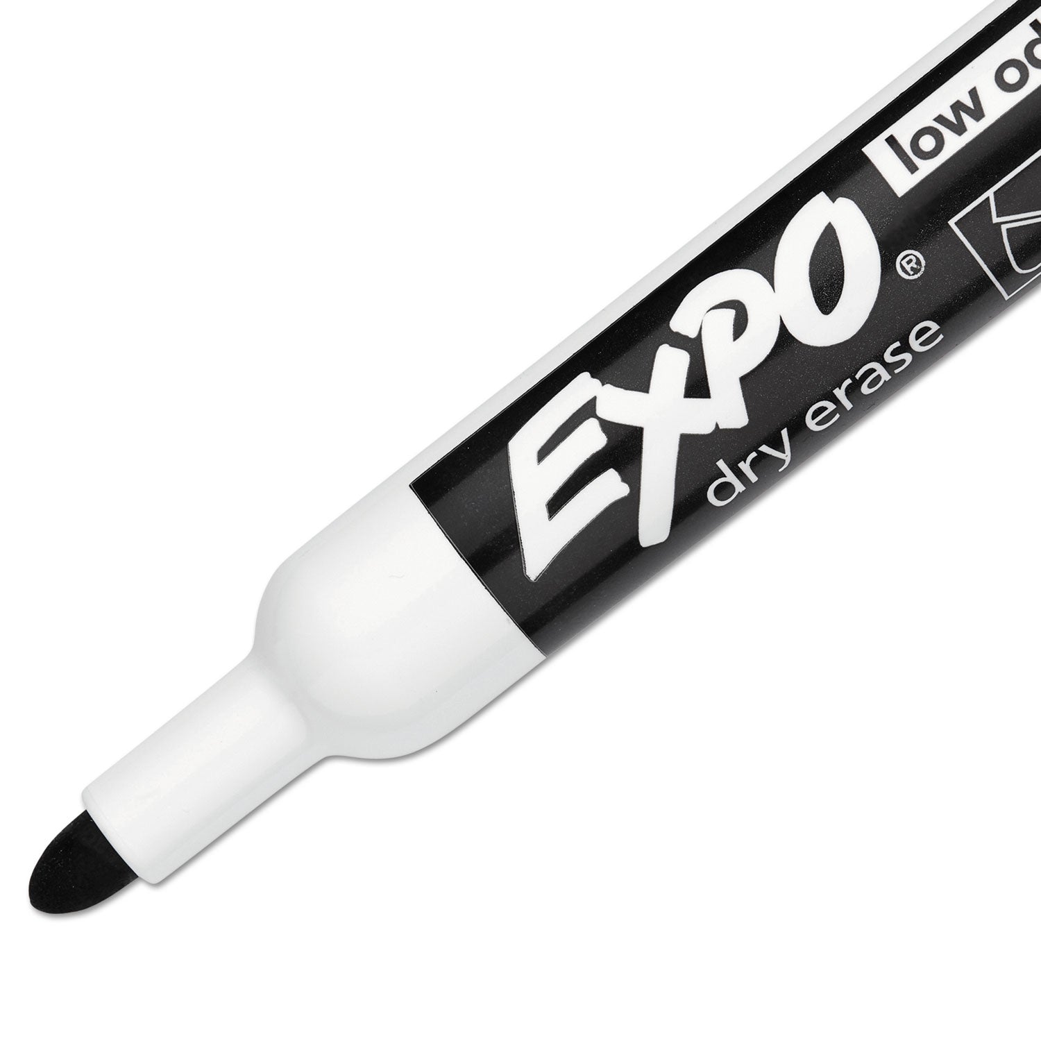 Low-Odor Dry-Erase Marker, Medium Bullet Tip, Black, Dozen - 