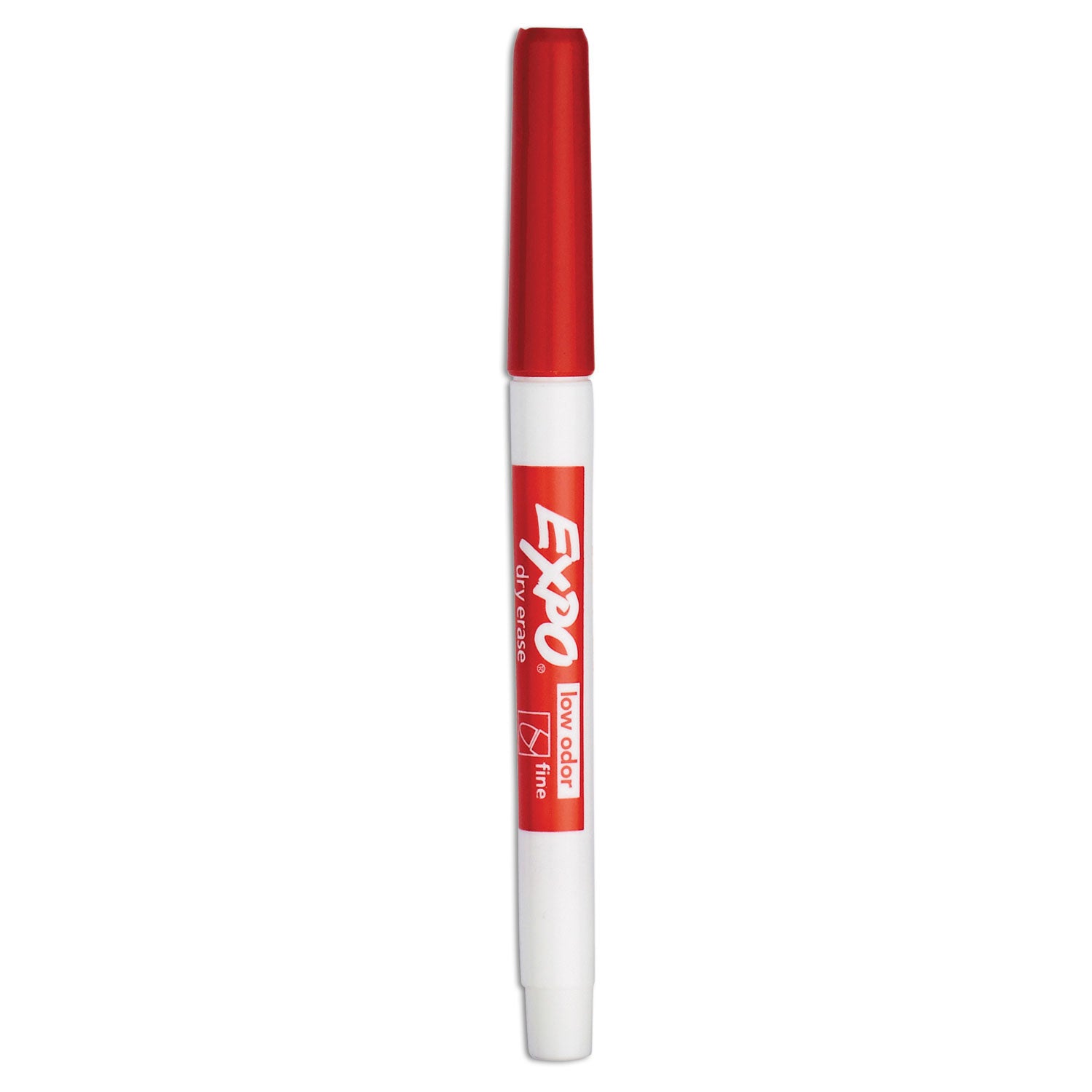 Low-Odor Dry-Erase Marker, Fine Bullet Tip, Red, Dozen - 