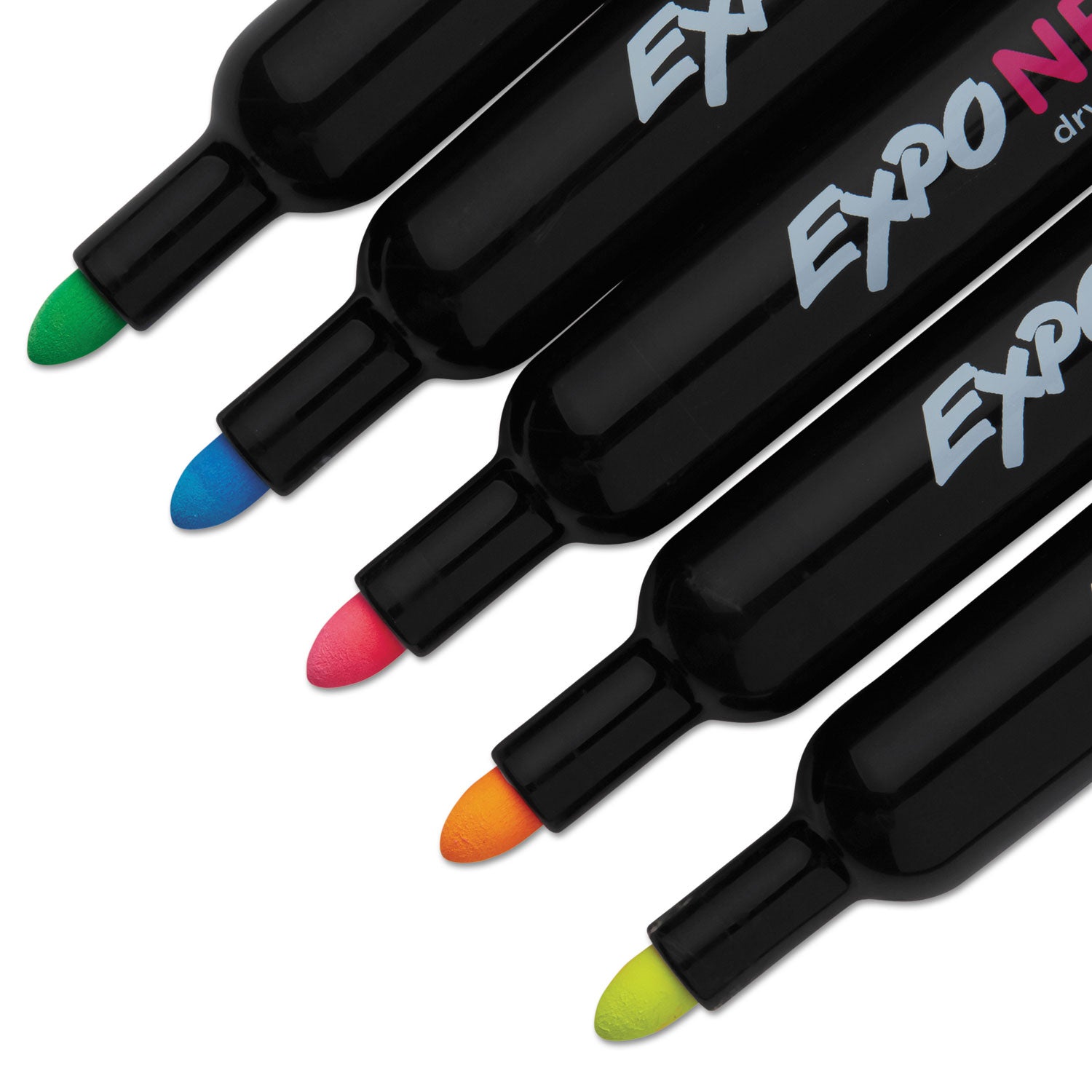 Neon Windows Dry Erase Marker, Broad Bullet Tip, Assorted Colors, 5/Pack - 