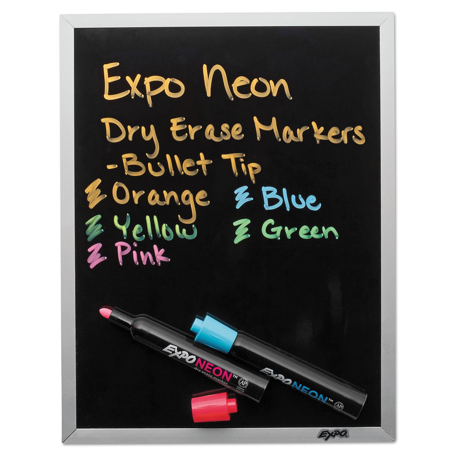 Neon Windows Dry Erase Marker, Broad Bullet Tip, Assorted Colors, 5/Pack - 