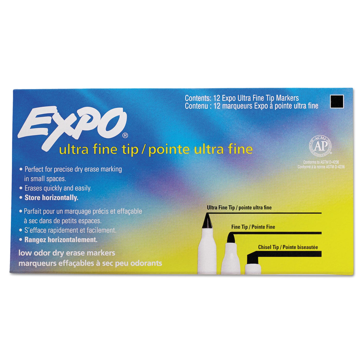 Low-Odor Dry-Erase Marker, Extra-Fine Bullet Tip, Black - 