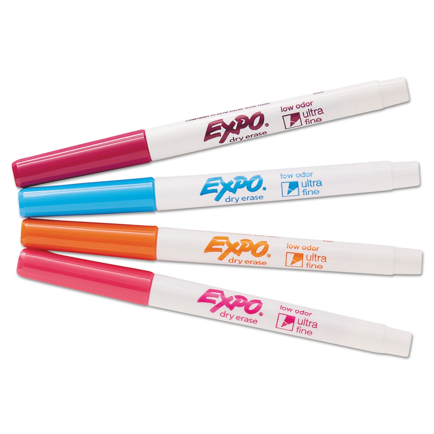 Low-Odor Dry-Erase Marker, Extra-Fine Bullet Tip, Assorted Colors, 4/Set - 