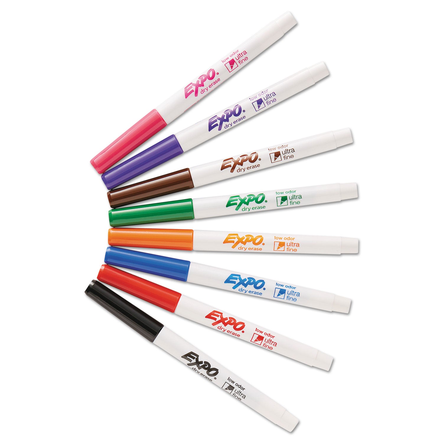 Low-Odor Dry-Erase Marker, Extra-Fine Bullet Tip, Assorted Colors, 8/Set - 