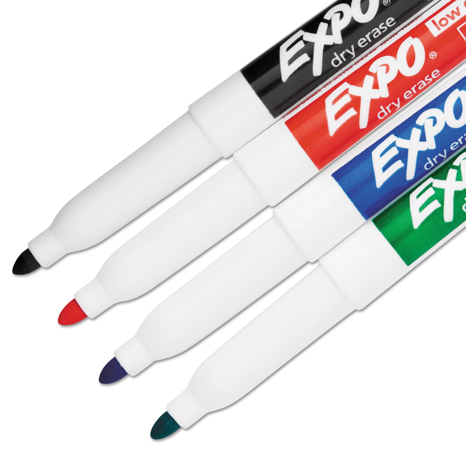 Low-Odor Dry-Erase Marker, Fine Bullet Tip, Assorted Colors, 4/Set - 