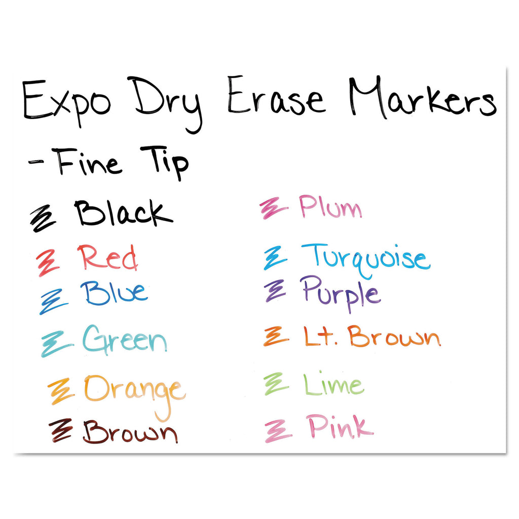 Low-Odor Dry-Erase Marker, Fine Bullet Tip, Assorted Colors, 12/Set