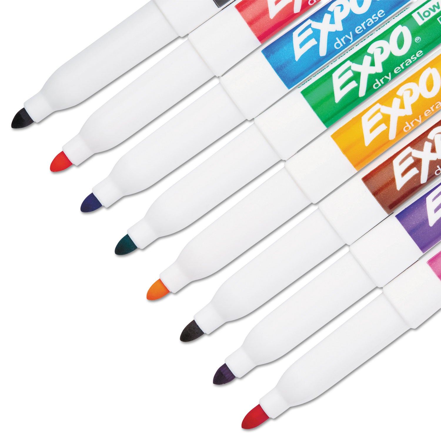 Low-Odor Dry-Erase Marker, Fine Bullet Tip, Assorted Colors, 8/Set - 