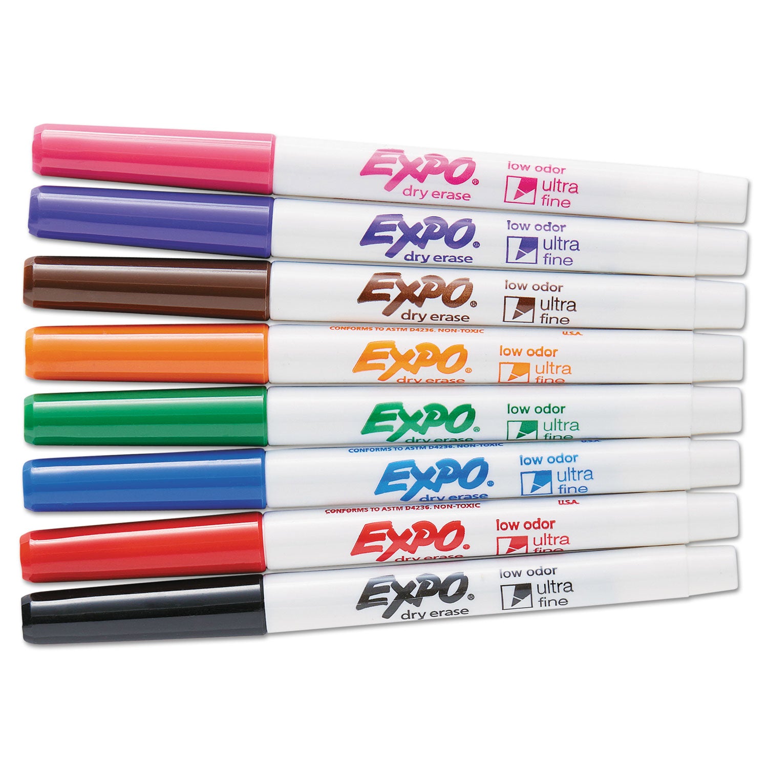 Low-Odor Dry-Erase Marker, Extra-Fine Bullet Tip, Assorted Colors, 8/Set - 