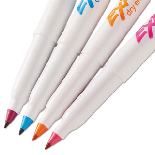 Low-Odor Dry-Erase Marker, Extra-Fine Bullet Tip, Assorted Colors, 4/Set - 