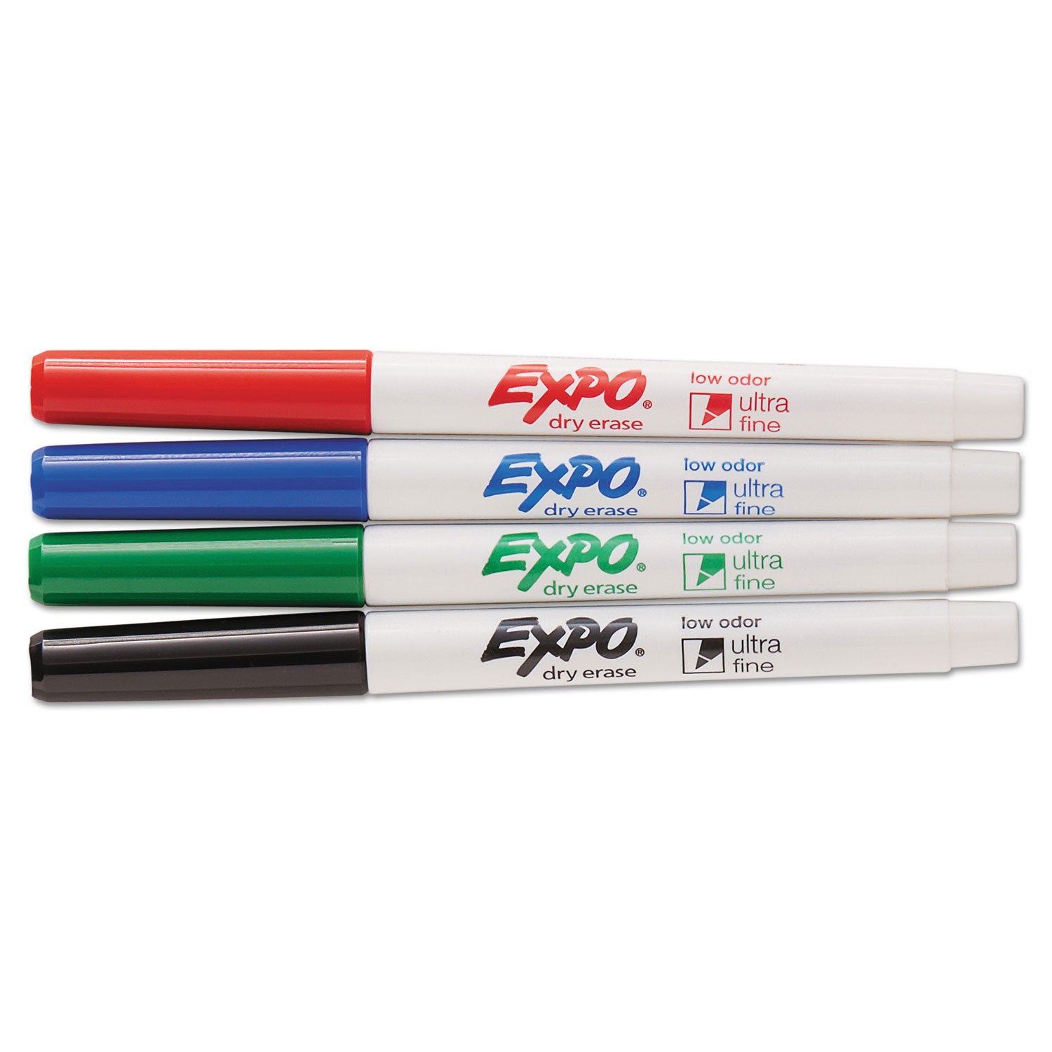 Low-Odor Dry-Erase Marker, Extra-Fine Bullet Tip, Assorted Colors, 4/Pack - 