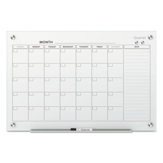 Infinity Magnetic Glass Calendar Board, One Month, 48 x 36, White Surface - 