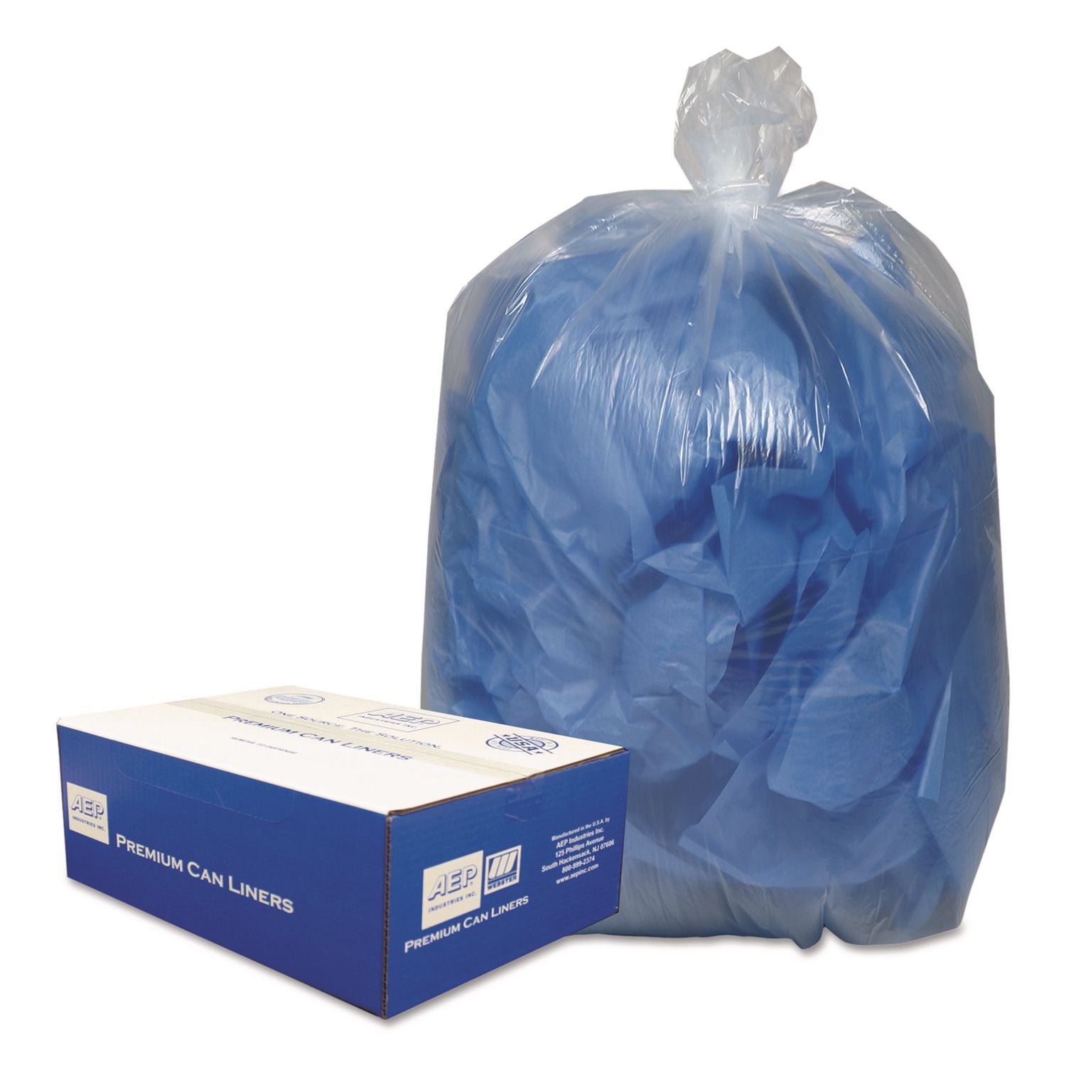 Linear Low-Density Can Liners, 60 gal, 0.9 mil, 38" x 58", Clear, 10 Bags/Roll, 10 Rolls/Carton