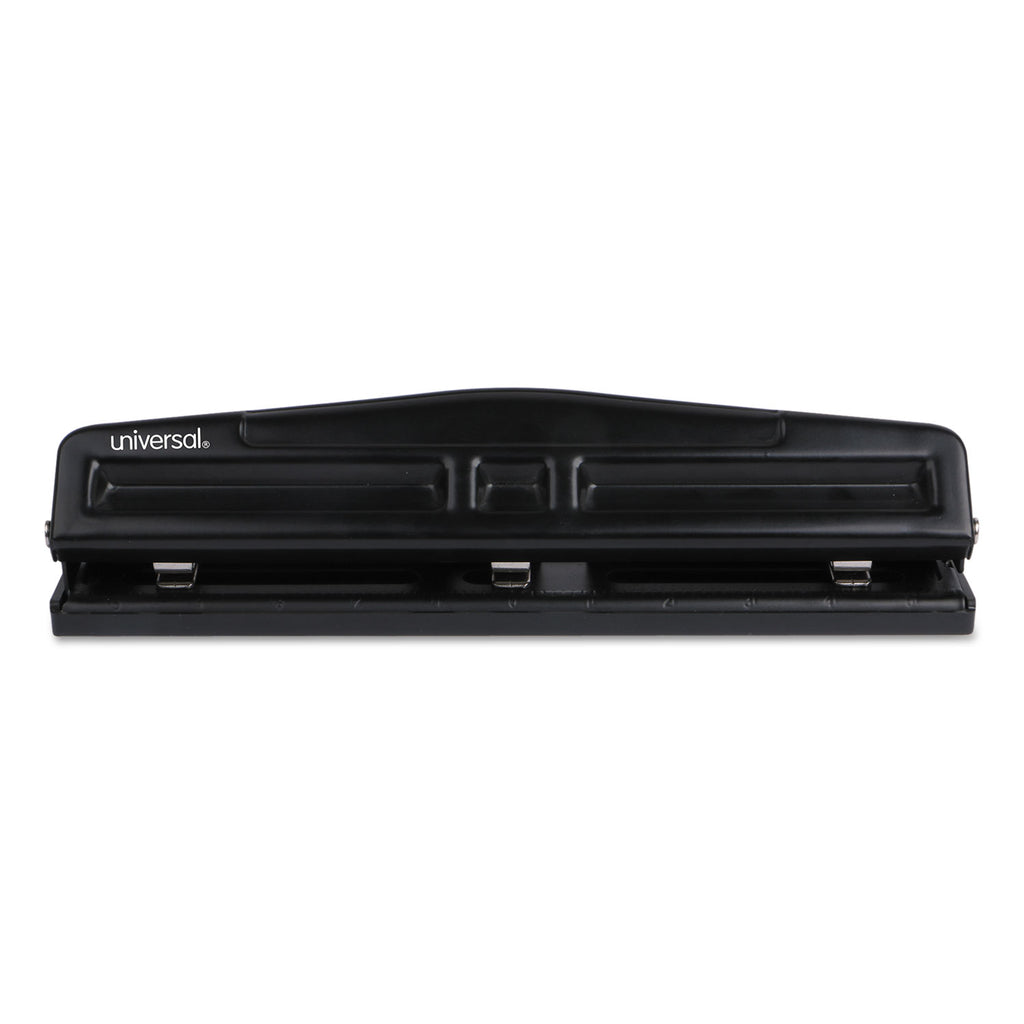 12-Sheet Deluxe Two- and Three-Hole Adjustable Punch, 9/32" Holes, Black - 