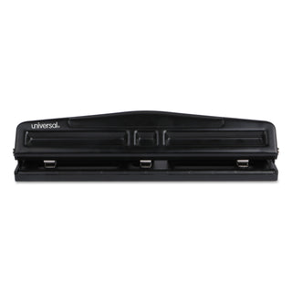 12-Sheet Deluxe Two- and Three-Hole Adjustable Punch, 9/32" Holes, Black - 