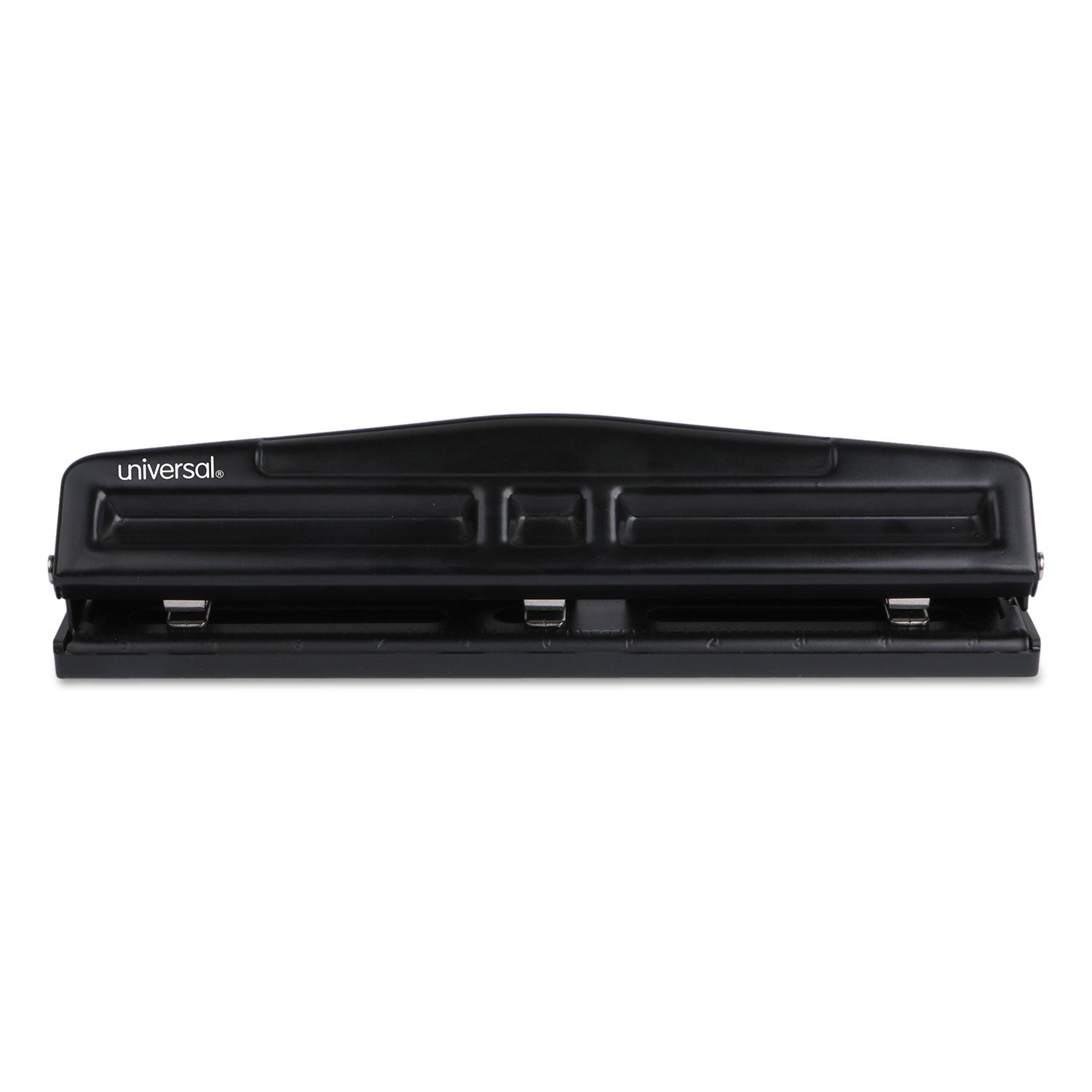 12-Sheet Deluxe Two- and Three-Hole Adjustable Punch, 9/32" Holes, Black - 