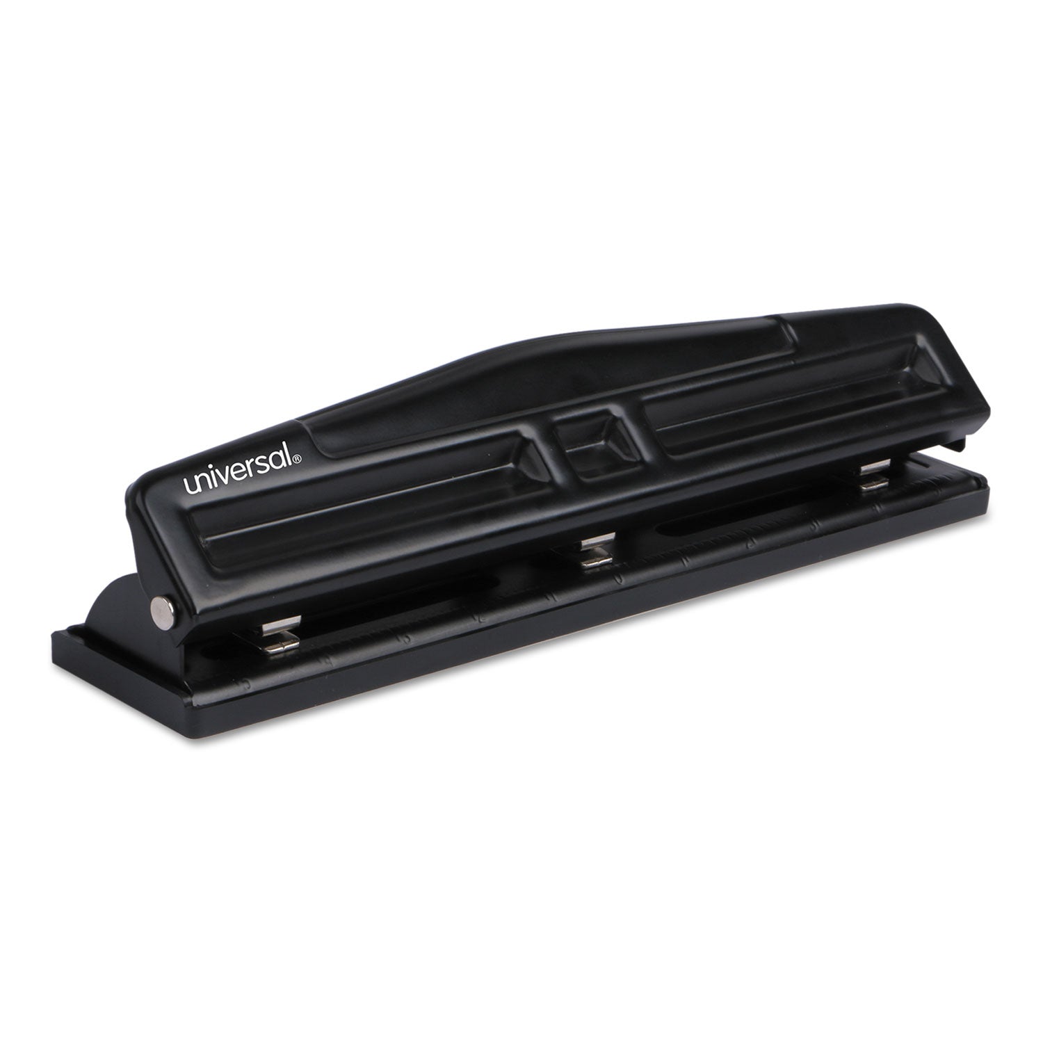 12-Sheet Deluxe Two- and Three-Hole Adjustable Punch, 9/32" Holes, Black - 