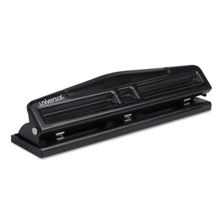 12-Sheet Deluxe Two- and Three-Hole Adjustable Punch, 9/32" Holes, Black - 