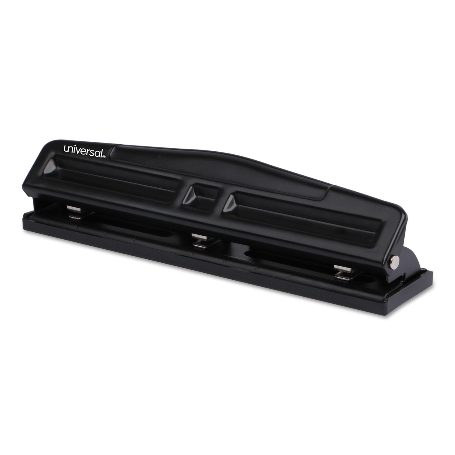 12-Sheet Deluxe Two- and Three-Hole Adjustable Punch, 9/32" Holes, Black - 