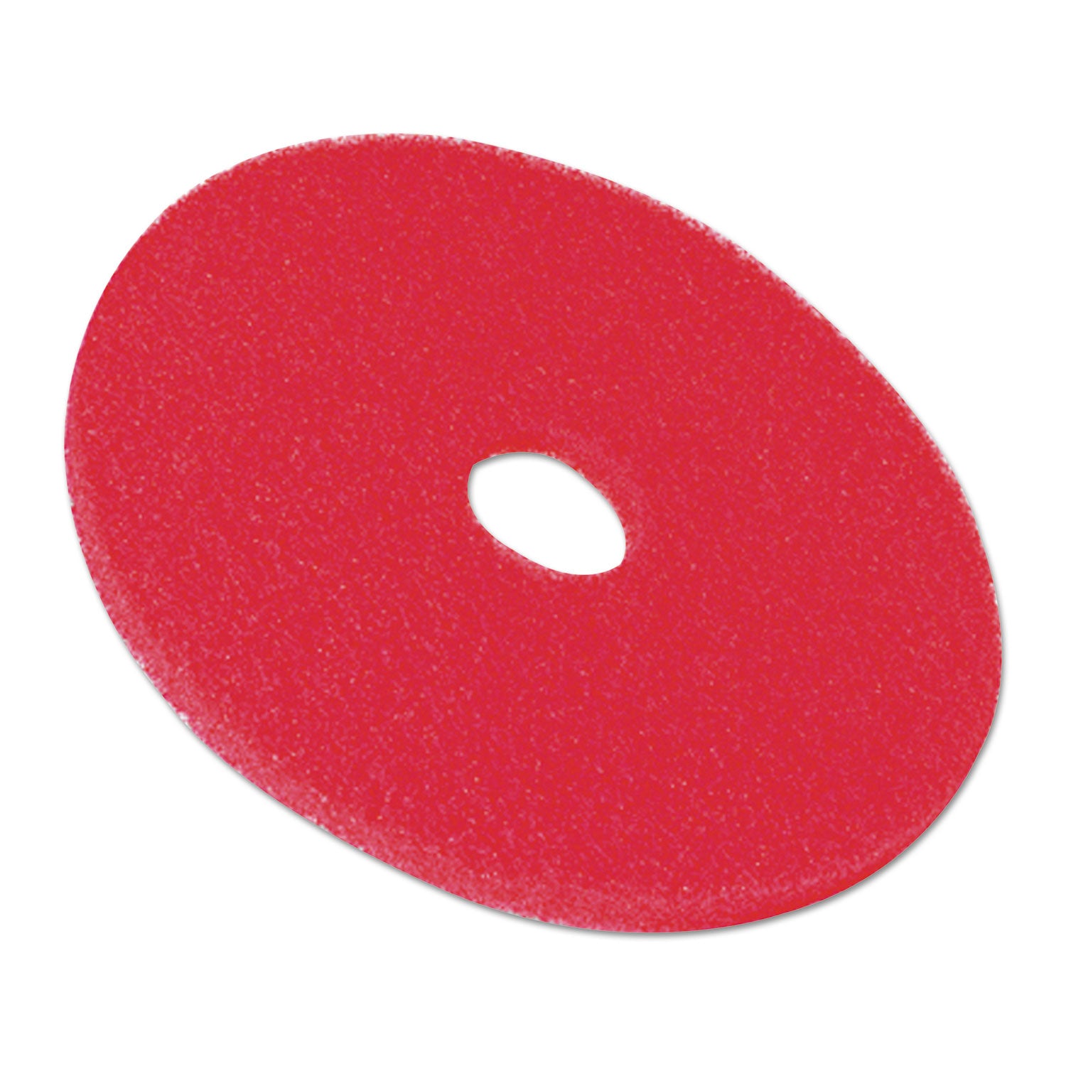 3M Red Buffer Pads - 5/Carton - Round x 17" Diameter - Buffing, Floor, Polishing, Cleaning - 175 rpm to 600 rpm Speed Supported - Textured, Adhesive, Durable, Scuff Mark Remover, Abrasive - Polyester Fiber - Red - 2