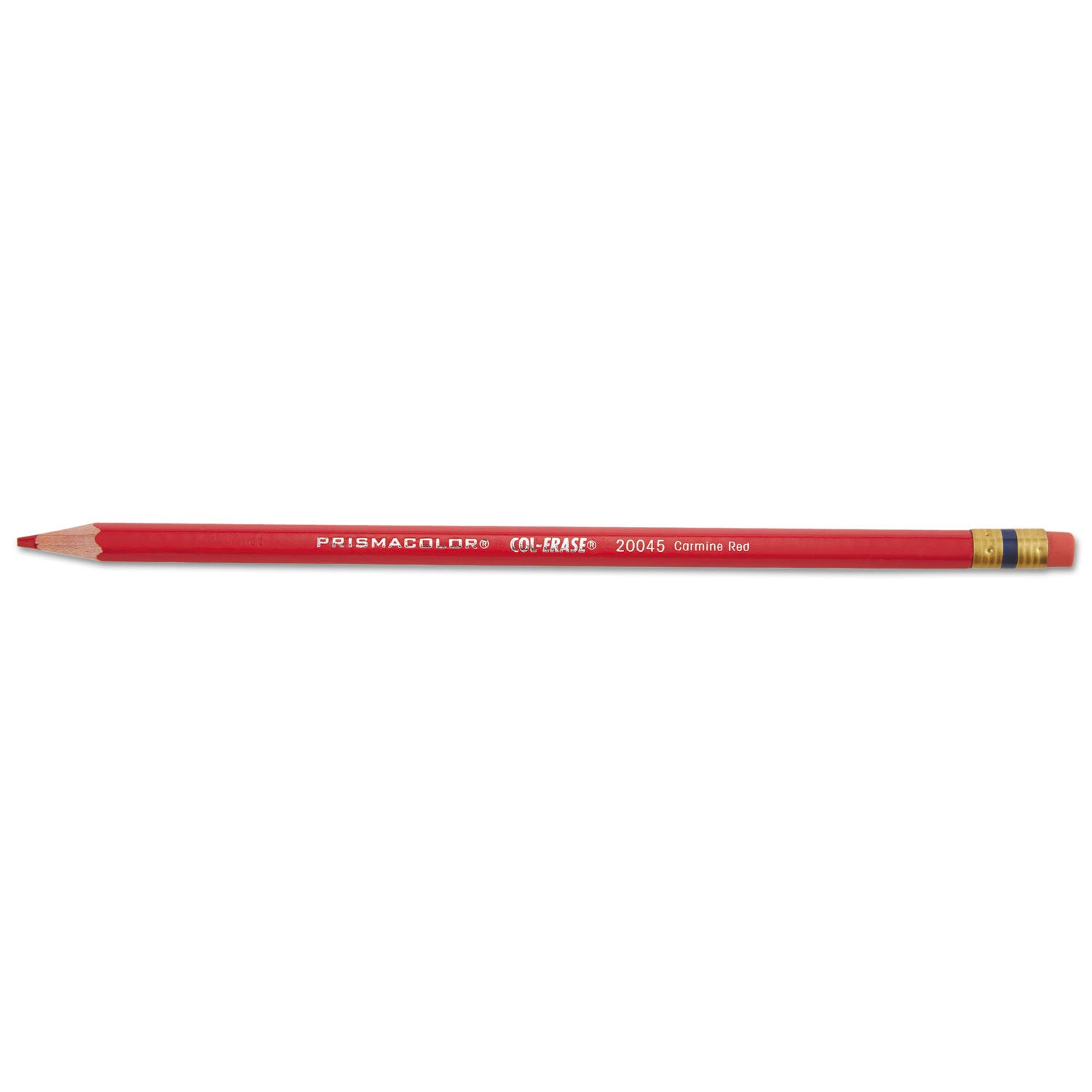 Col-Erase Pencil with Eraser, 0.7 mm, 2B, Carmine Red Lead, Carmine Red Barrel, Dozen - 