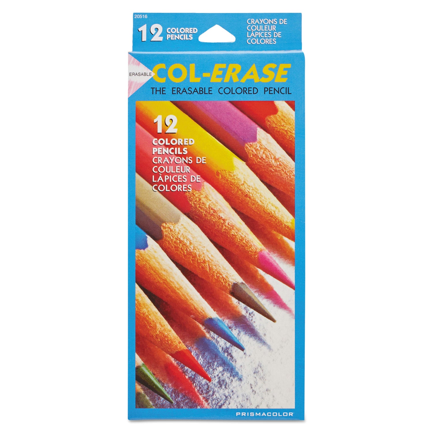 Col-Erase Pencil with Eraser, 0.7 mm, 2B, Assorted Lead and Barrel Colors, Dozen - 