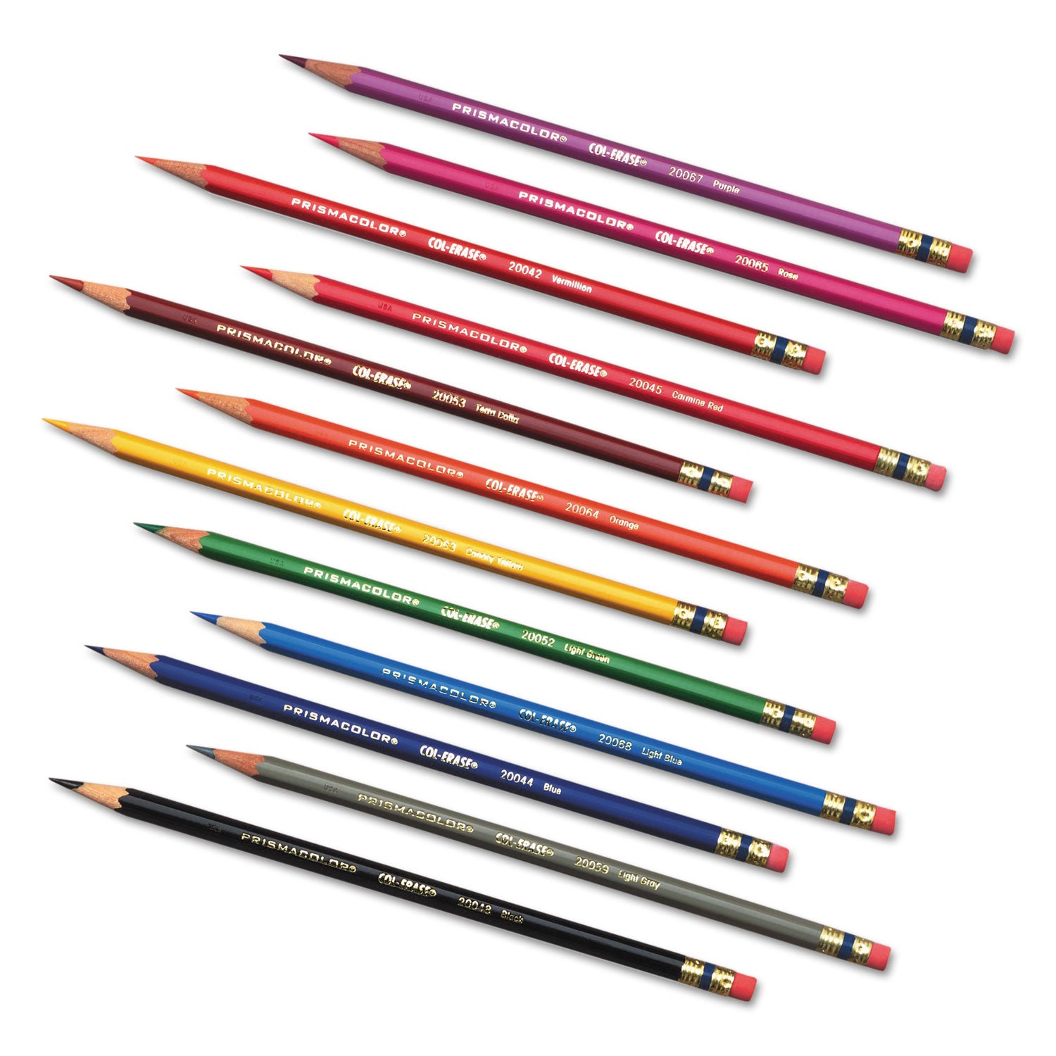 Col-Erase Pencil with Eraser, 0.7 mm, 2B, Assorted Lead and Barrel Colors, 24/Pack - 