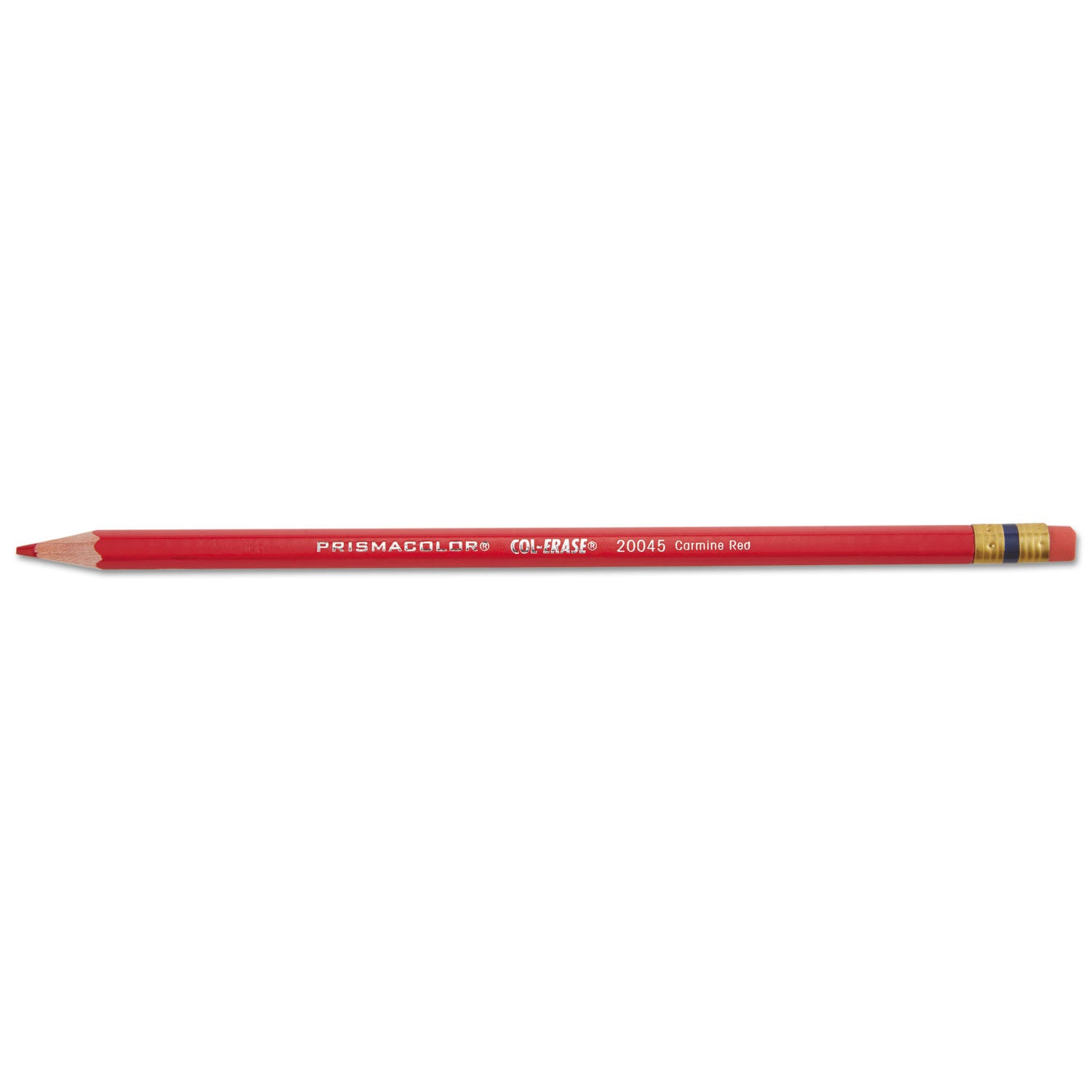 Col-Erase Pencil with Eraser, 0.7 mm, 2B, Carmine Red Lead, Carmine Red Barrel, Dozen - 