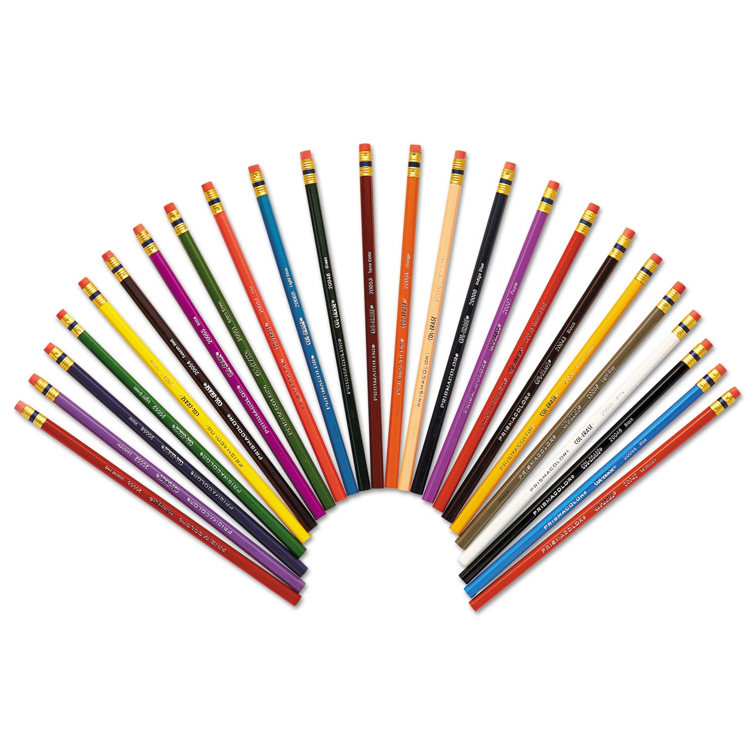 Col-Erase Pencil with Eraser, 0.7 mm, 2B, Assorted Lead and Barrel Colors, 24/Pack - 