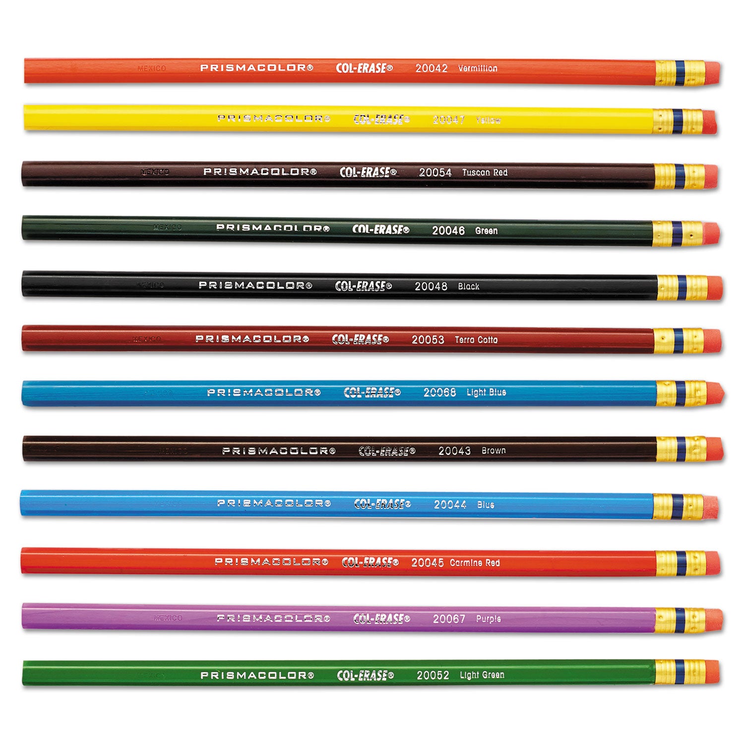 Col-Erase Pencil with Eraser, 0.7 mm, 2B, Assorted Lead and Barrel Colors, Dozen - 