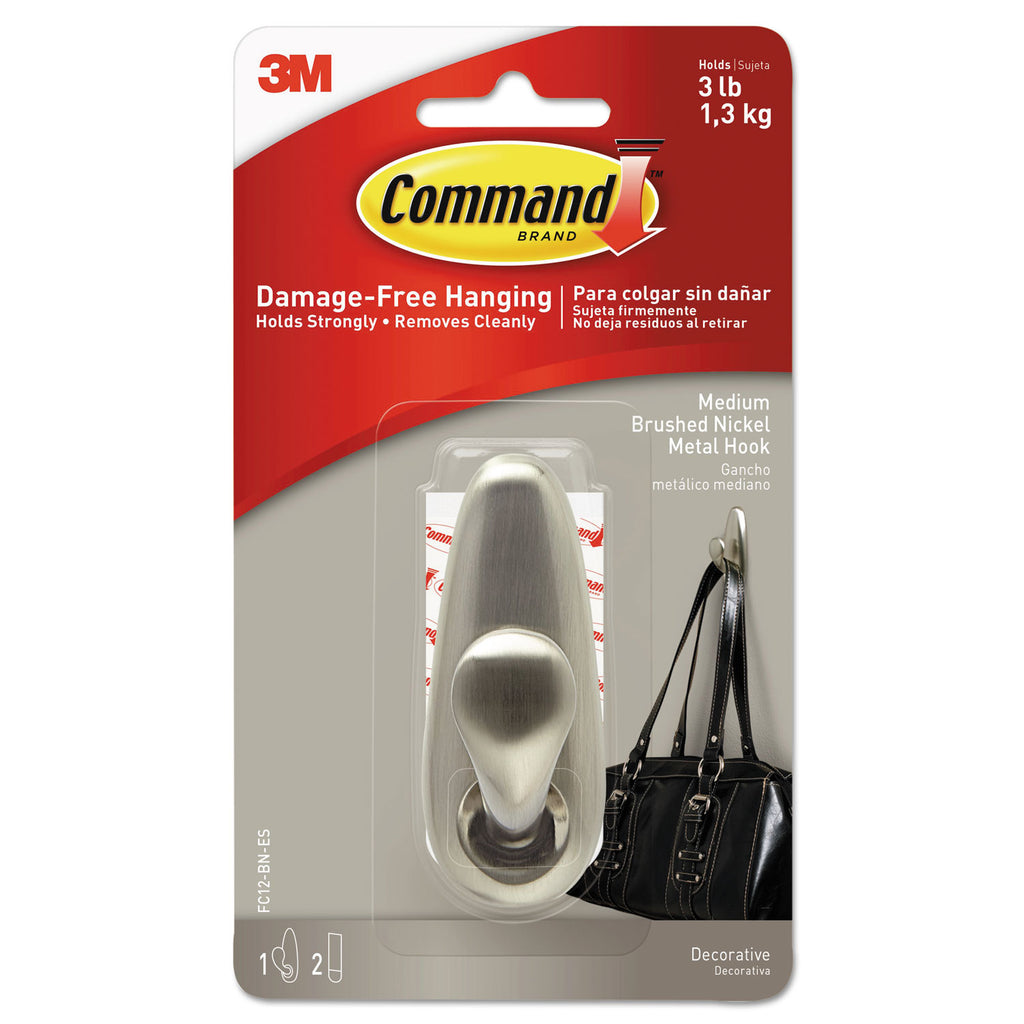 adhesive-mount-metal-hook-medium-brushed-nickel-finish-3-lb-capacity-1-hook-and-2-strips_mmmfc12bnes - 1