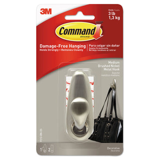 adhesive-mount-metal-hook-medium-brushed-nickel-finish-3-lb-capacity-1-hook-and-2-strips_mmmfc12bnes - 1