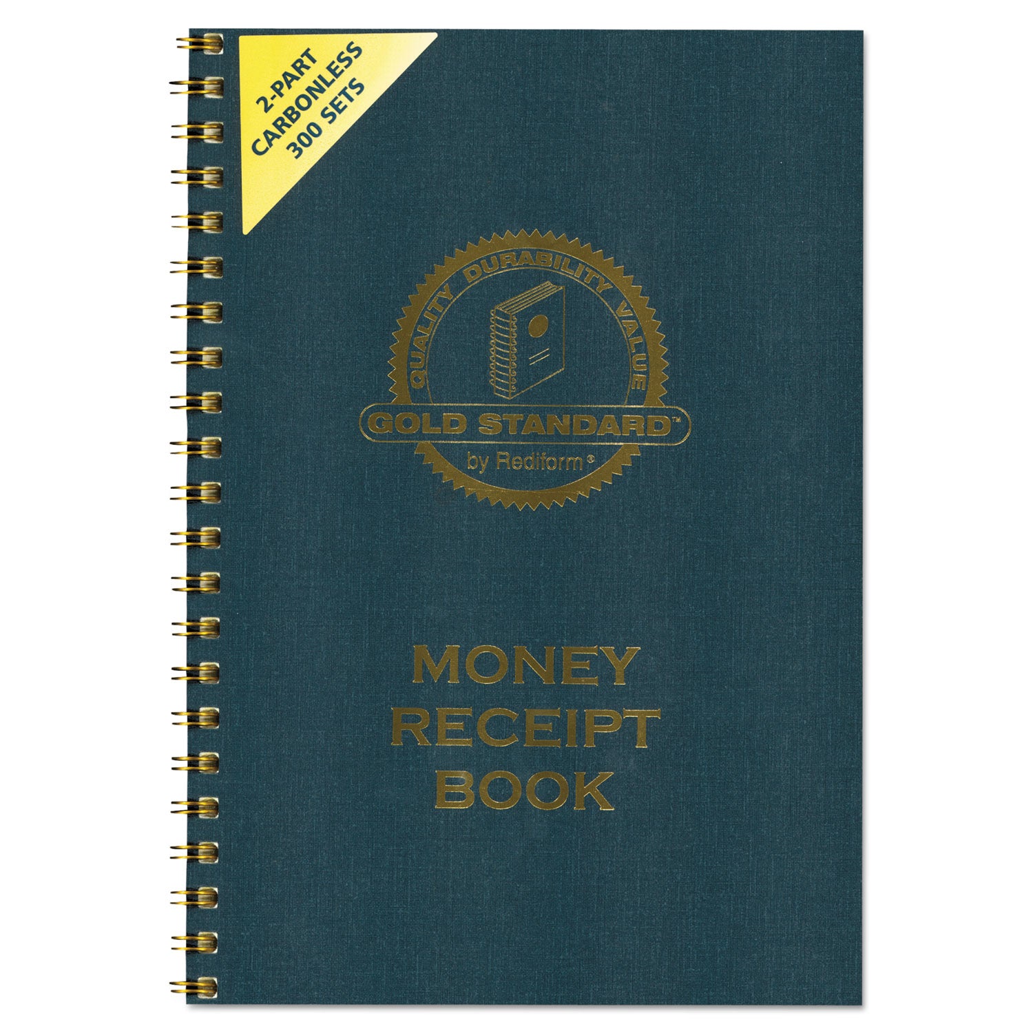 Gold Standard Money Receipt Book, Two-Part Carbonless, 7 x 2.75, 4 Forms/Sheet, 300 Forms Total - 