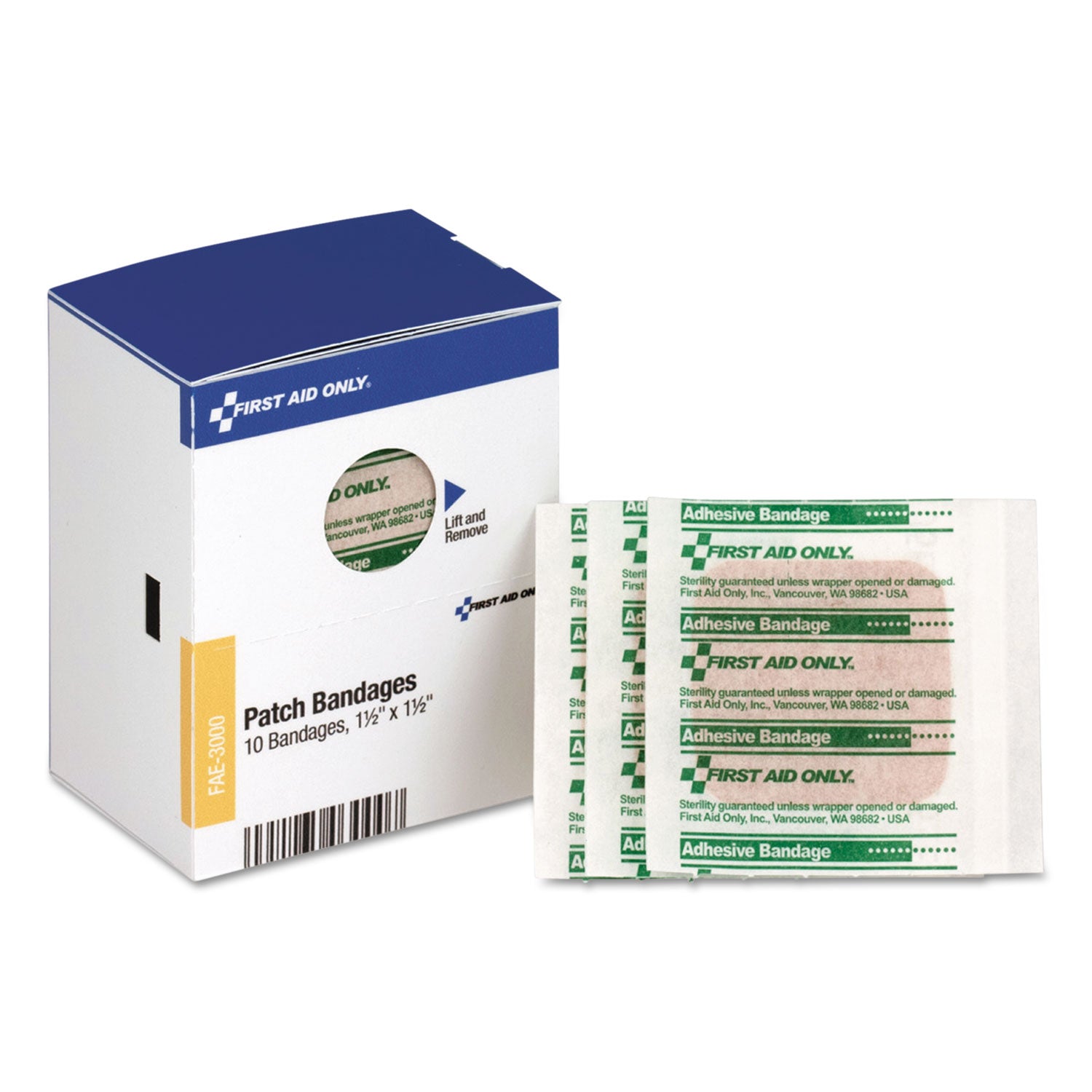 SmartCompliance Patch Bandages, 1.5 x 1.5, 10/Box - 