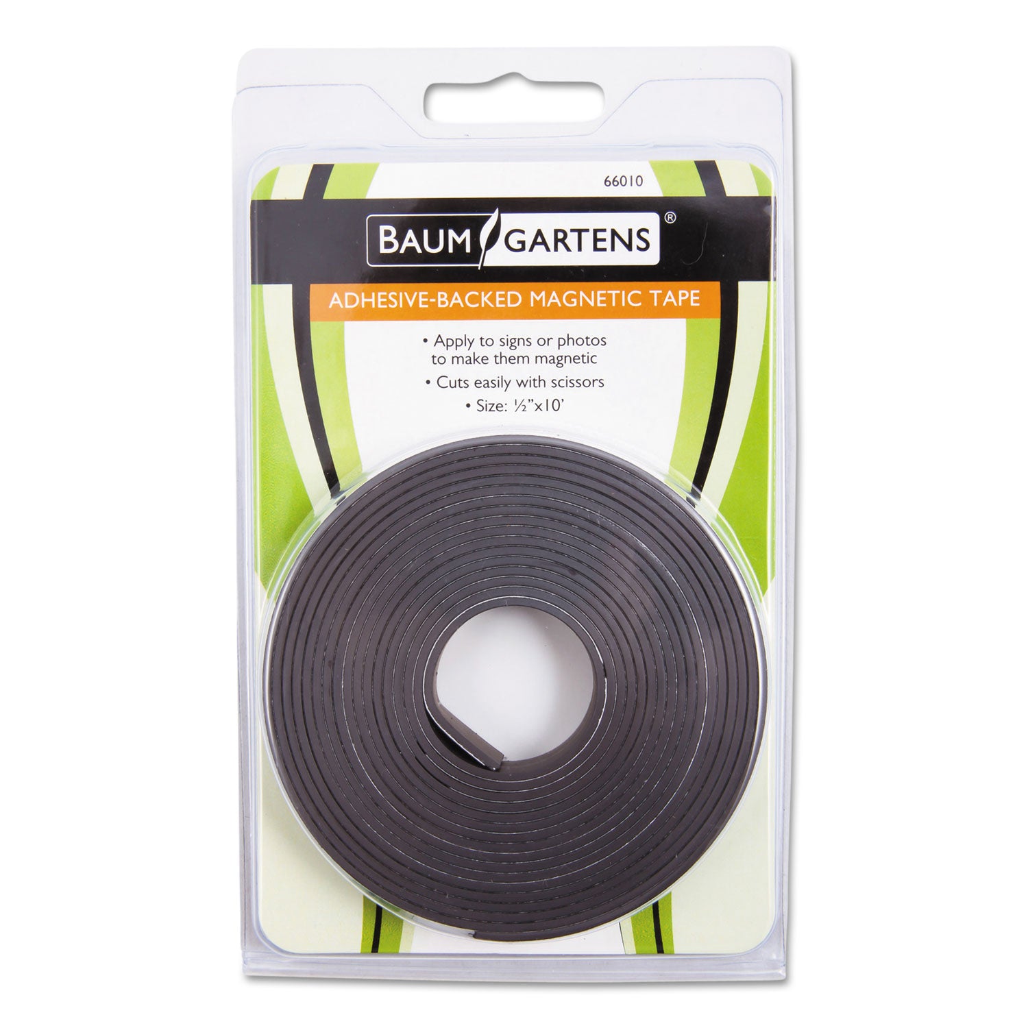 Adhesive-Backed Magnetic Tape, 0.5" x 10 ft, Black - 