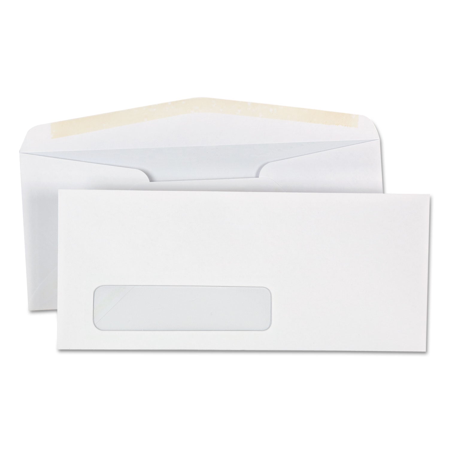 Open-Side Business Envelope, 1 Window, #10, Commercial Flap, Gummed Closure, 4.13 x 9.5, White, 500/Box - 