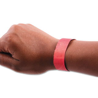 Security Wristbands, Sequentially Numbered, 10" x 0.75", Red, 100/Pack