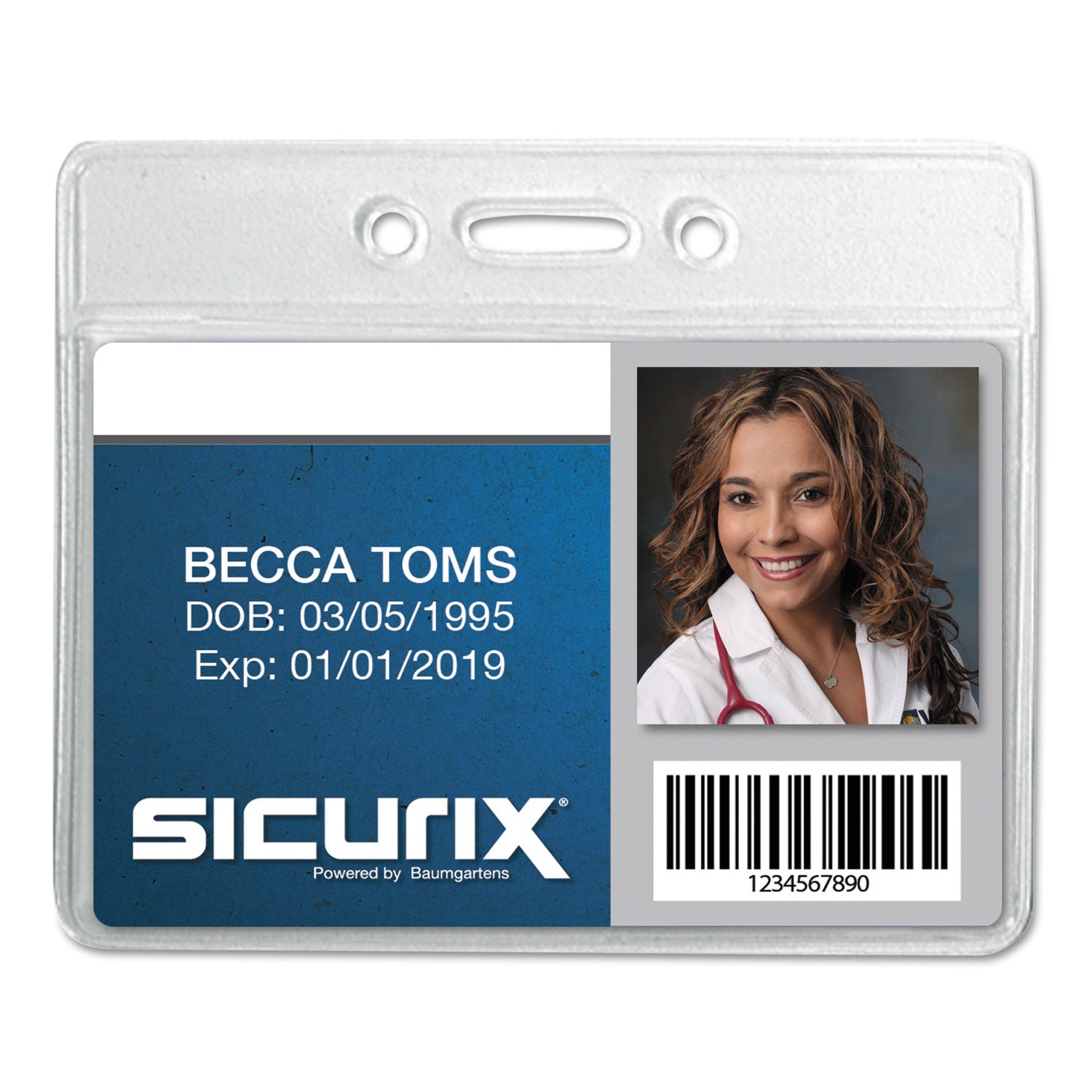 SICURIX Badge Holder, Horizontal, 2.13 x 3.38, Clear, 12/Pack - 