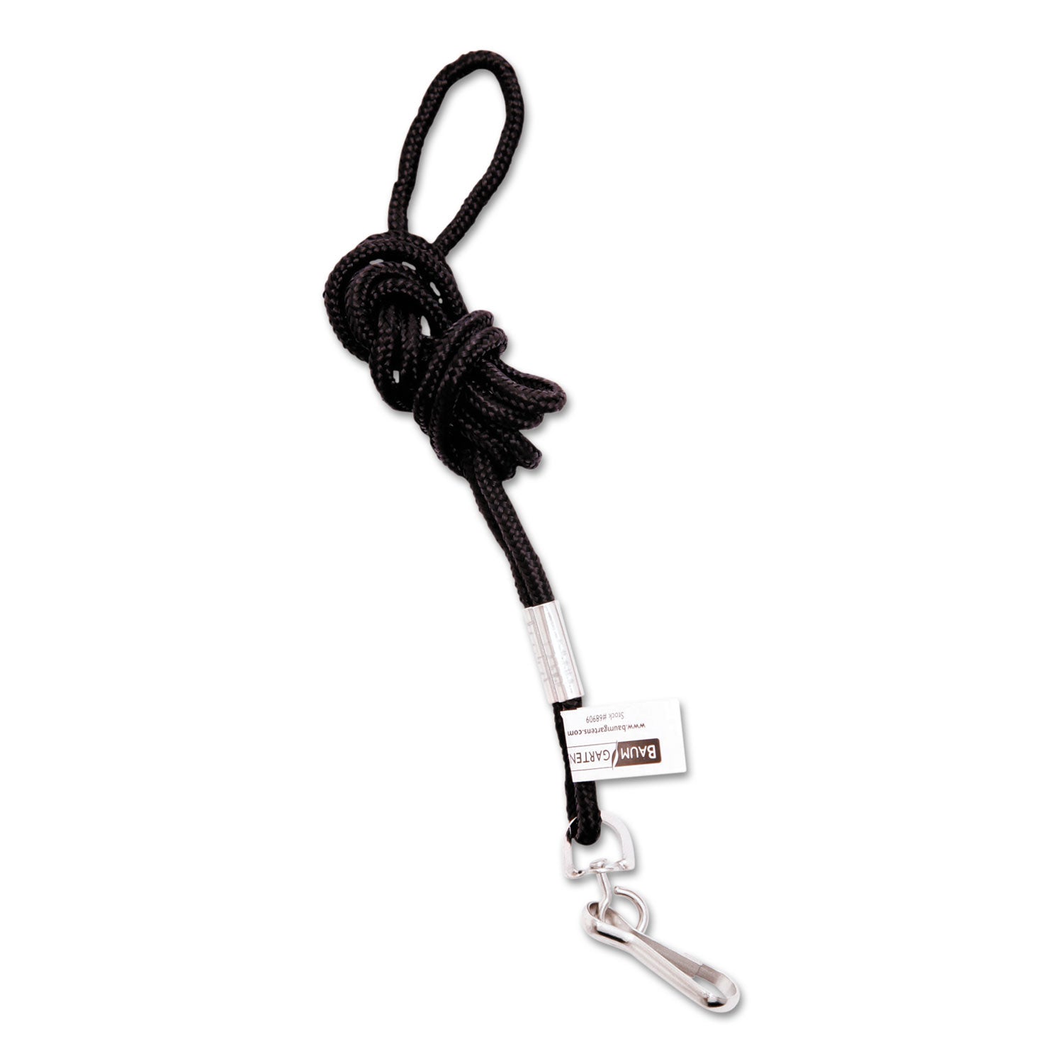 Rope Lanyard, Metal Hook Fastener, 36" Long, Nylon, Black - 