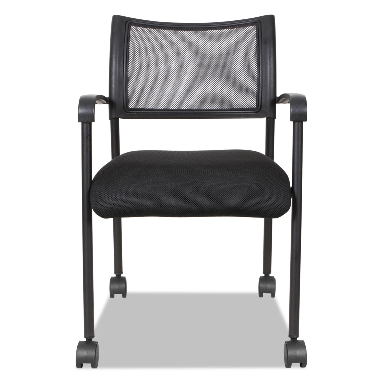 Alera Eikon Series Stacking Mesh Guest Chair, 20.86" x 24.01" x 33.07", Black Seat, Black Back, Black Base, 2/Carton - 