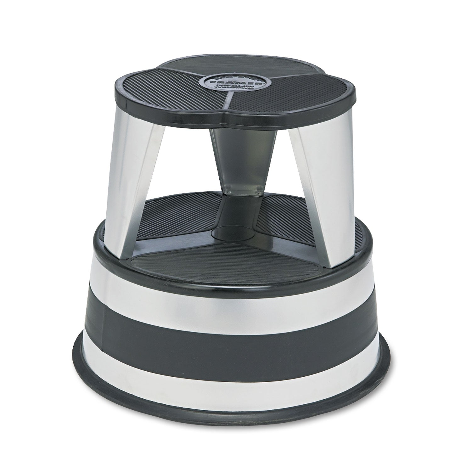 Kik-Step Steel Step Stool, 2-Step, 350 lb Capacity, 16" Diameter x 14.25"h, Silvertone - 