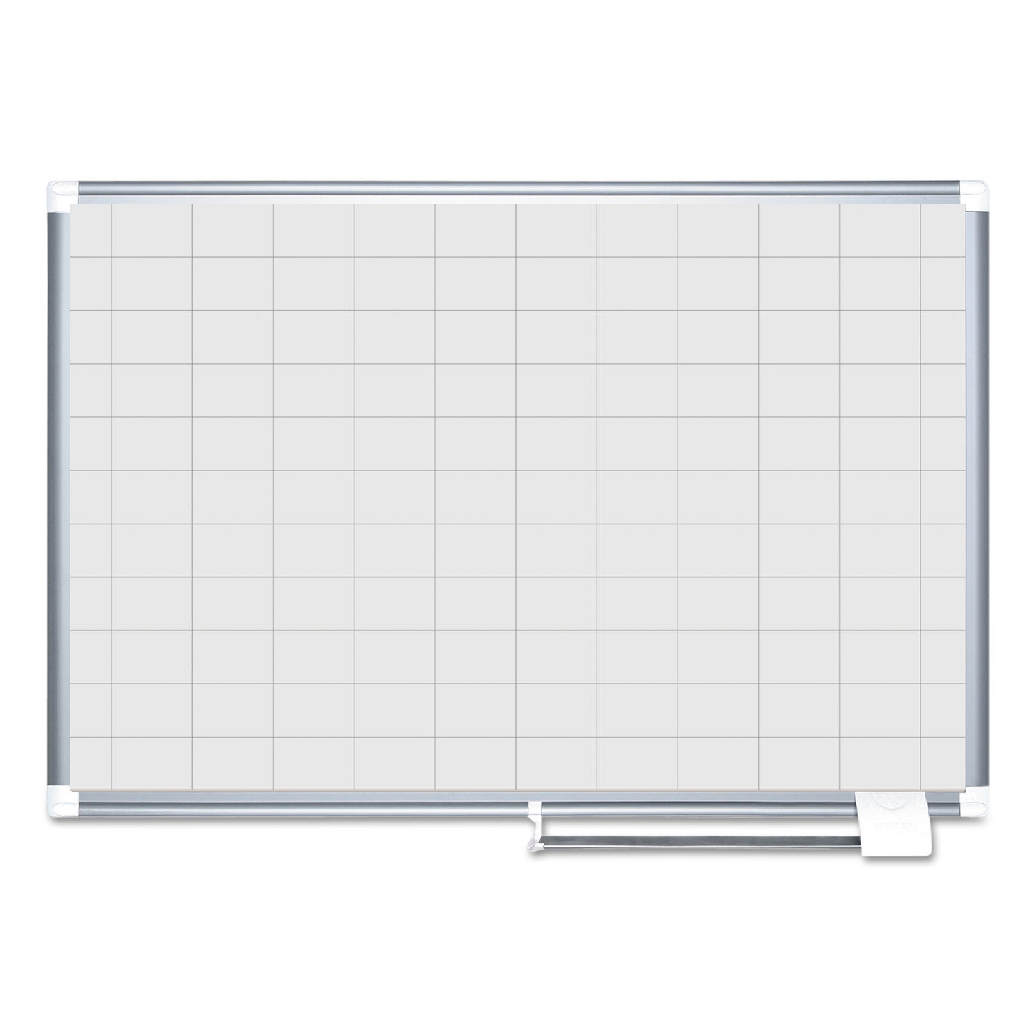 Gridded Magnetic Steel Dry Erase Planning Board, 2 x 3 Grid, 48 x 36, White Surface, Silver Aluminum Frame - 
