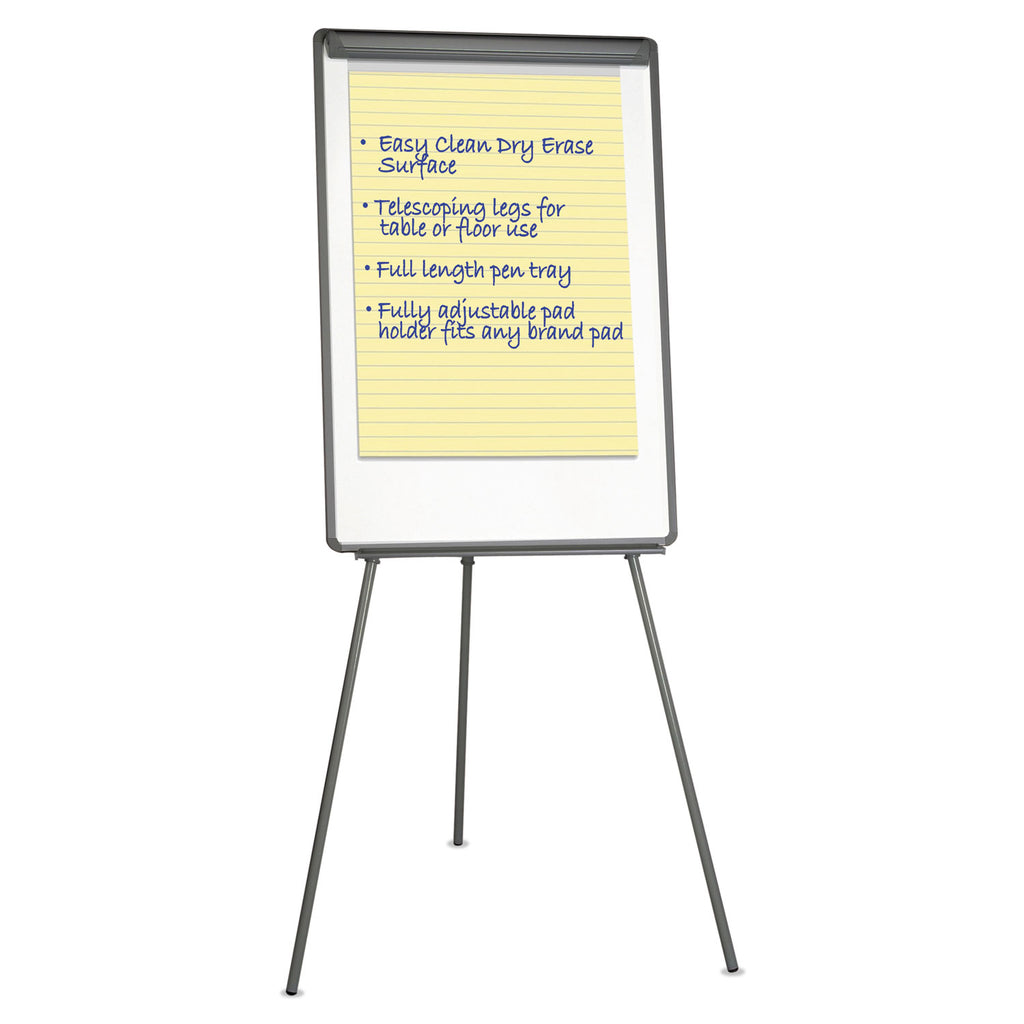 Dry Erase Board with Tripod Easel, 29 x 41, White Surface, Black Frame - 